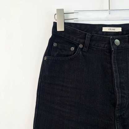 Celine Black Fringed Cotton Denim Pants