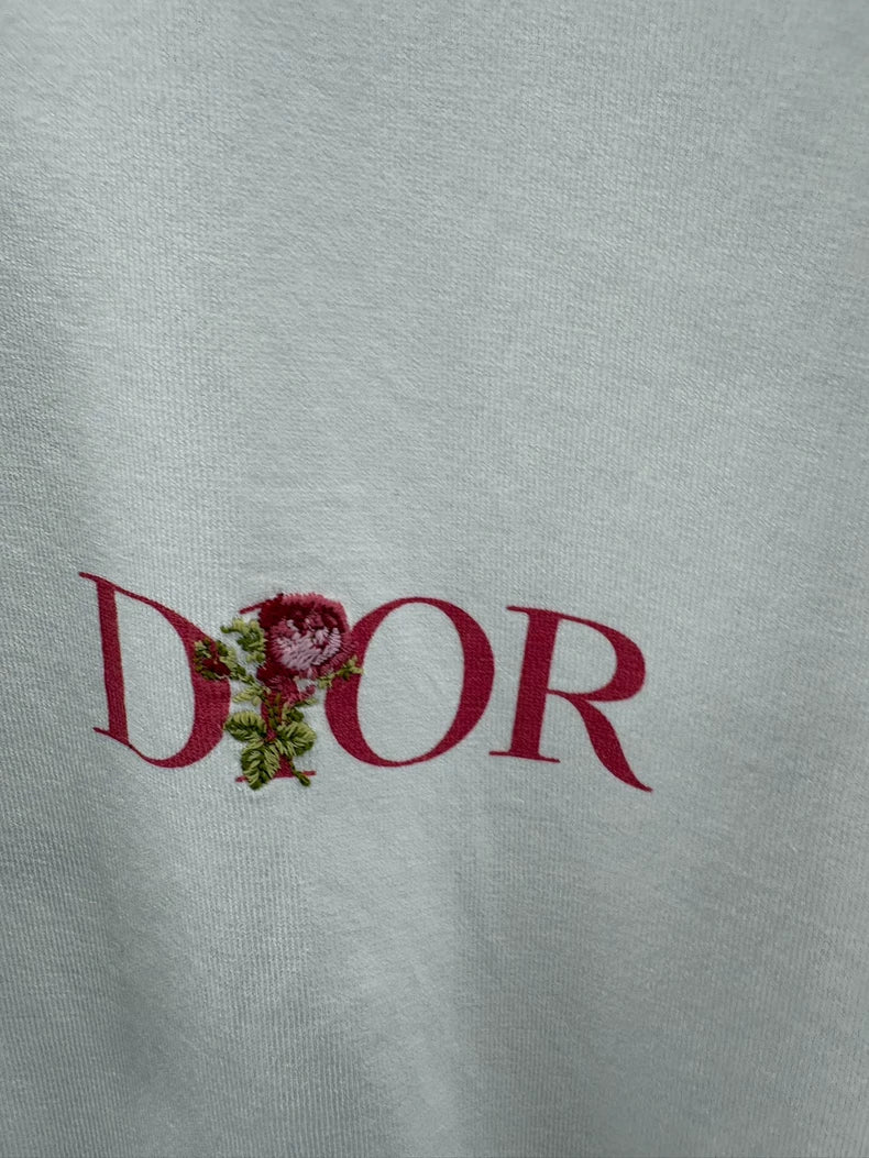 Dior Valentine's Day Rose Embroidered T-Shirt