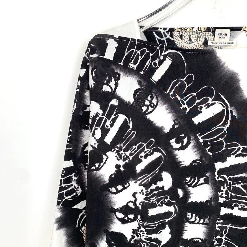 Hermes White Rope Pattern Long Sleeve Shirt