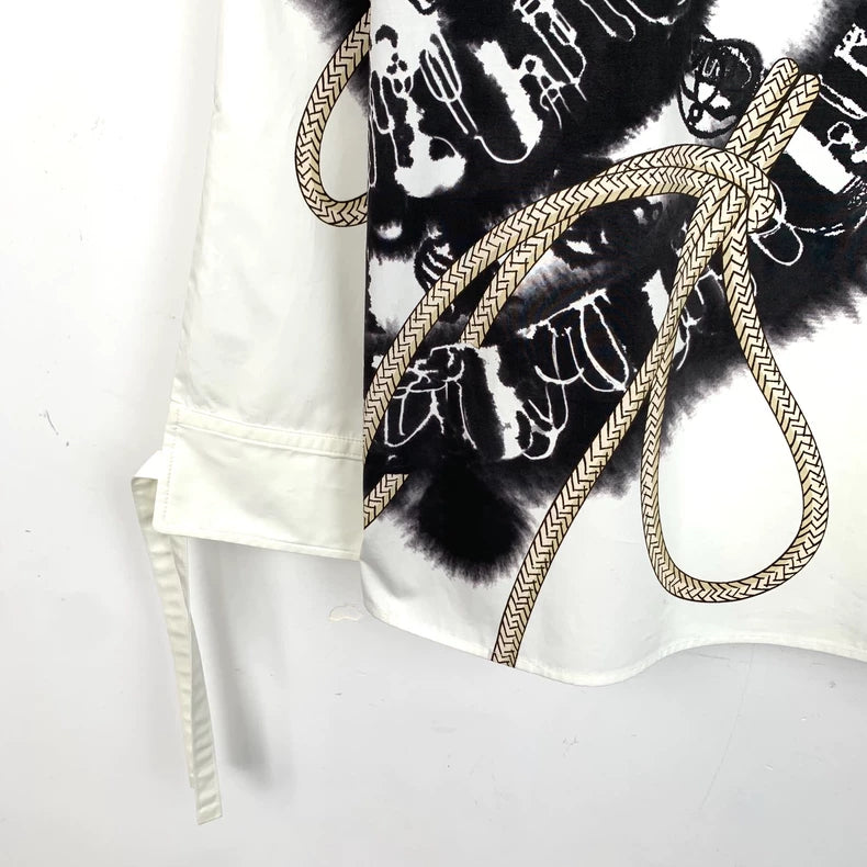 Hermes White Rope Pattern Long Sleeve Shirt