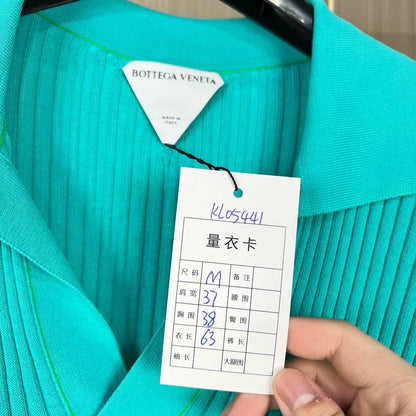 Bottega Veneta Blue Knit Polo Shirt
