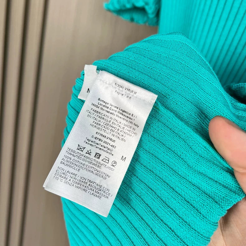 Bottega Veneta Blue Knit Polo Shirt