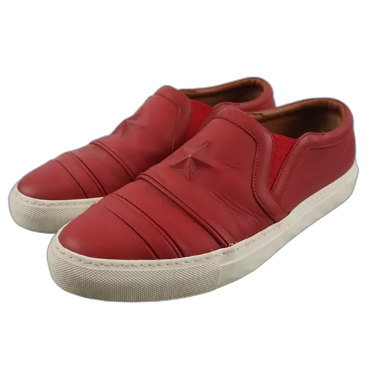 Givenchy Star Embossed Red Leather Slip-Ons