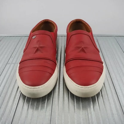 Givenchy Star Embossed Red Leather Slip-Ons