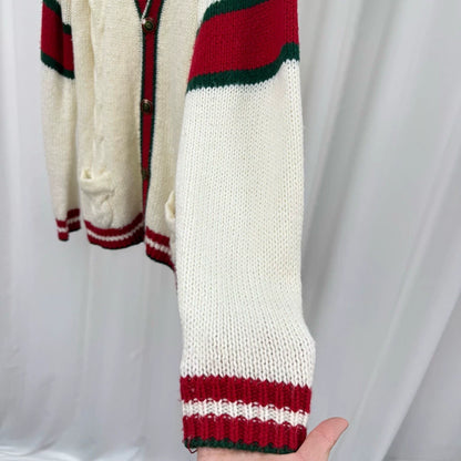 Gucci Cream Red Green Knit Cardigan-yf