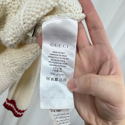 Gucci Cream Red Green Knit Cardigan-yf
