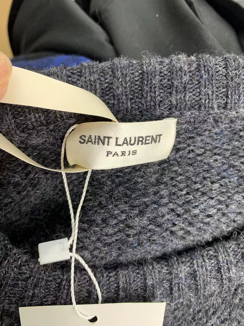 Saint Laurent Gray Knit Sweater for Sale