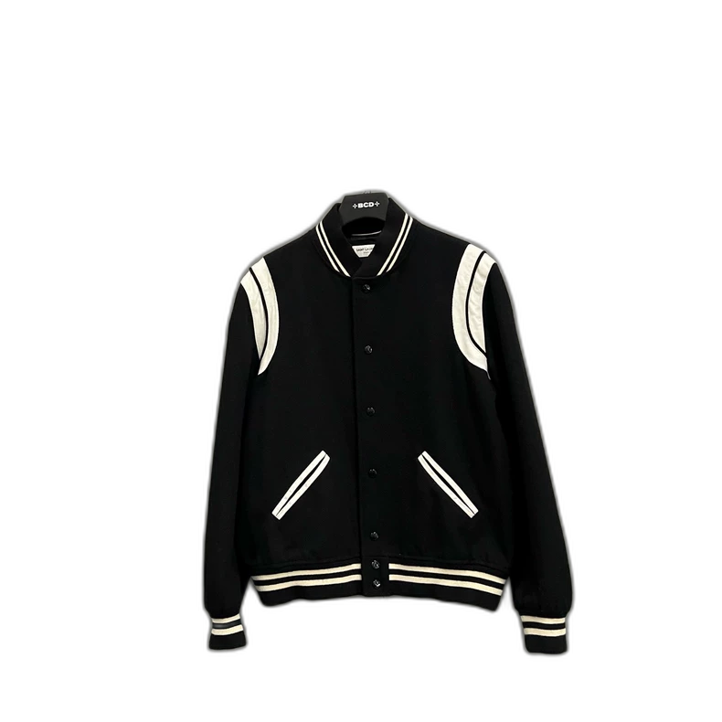 Saint Laurent Black and White Baseball Jacket