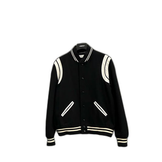Saint Laurent Black and White Baseball Jacket