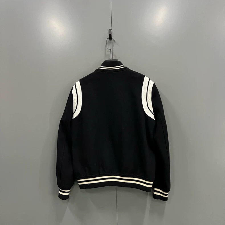 Saint Laurent Black and White Baseball Jacket