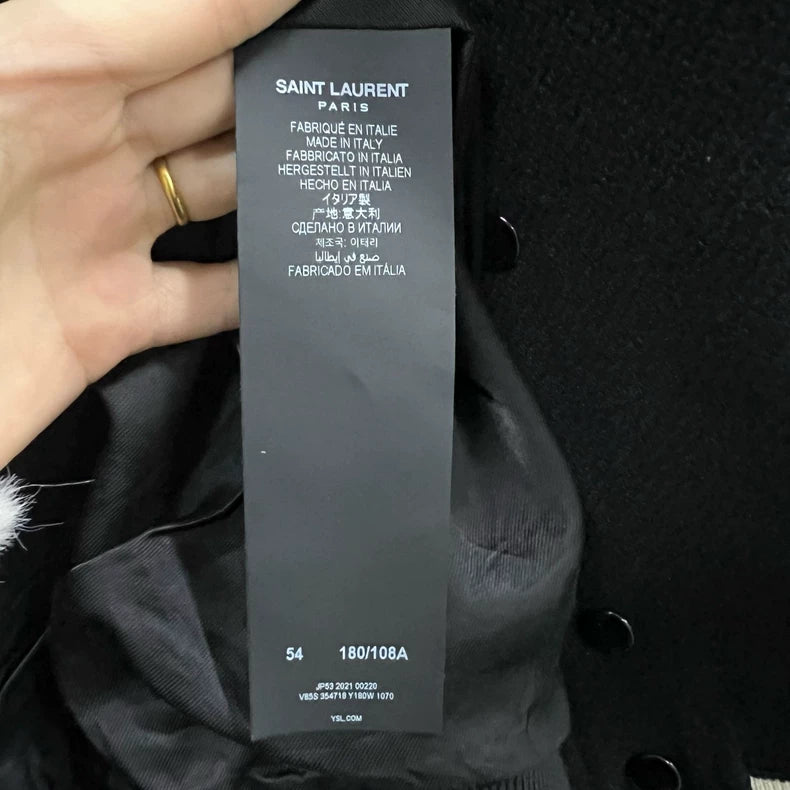 Saint Laurent Black and White Baseball Jacket