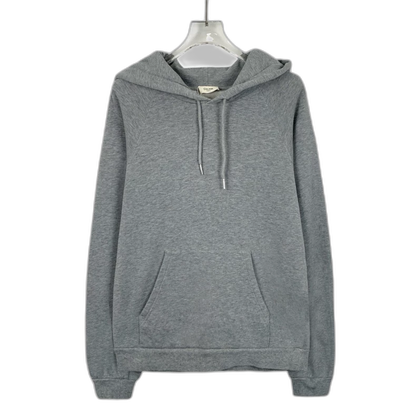 Celine Gray Logo Cotton Hooded Sweatshirt
