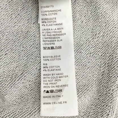 Celine Gray Logo Cotton Hooded Sweatshirt