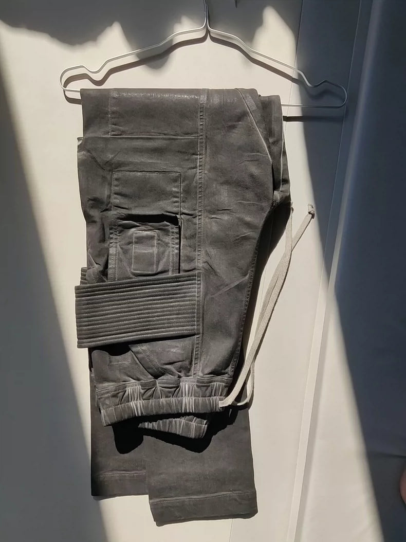 Rick Owens Gray Waxed Denim Jeans