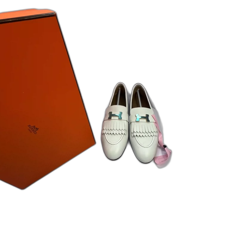 Hermes Fringed Loafers with Gold Buckle