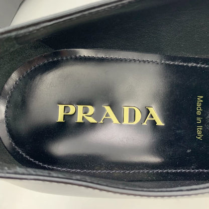 Black Leather Platform Loafers by Prada