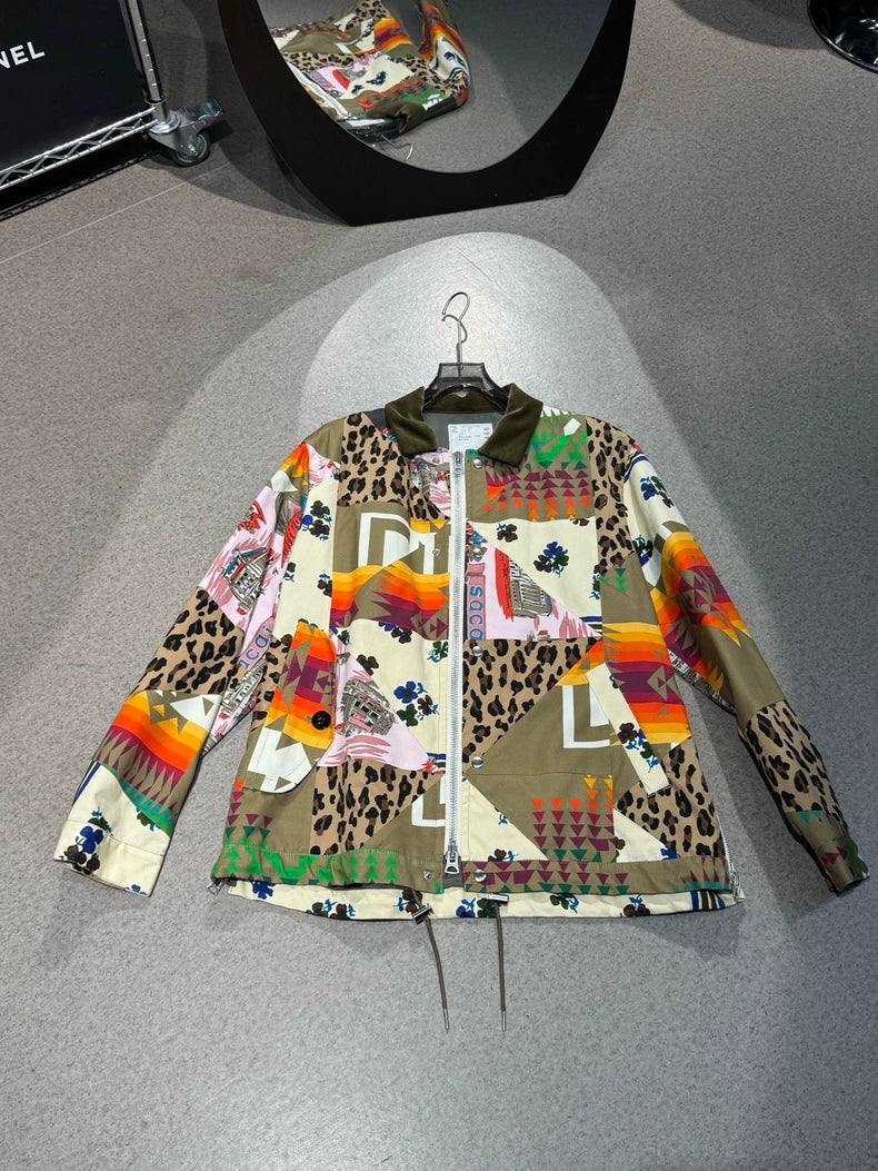 Sacai Mixed Patchwork Zip Jacket-yf