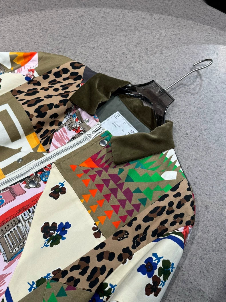 Sacai Mixed Patchwork Zip Jacket-yf