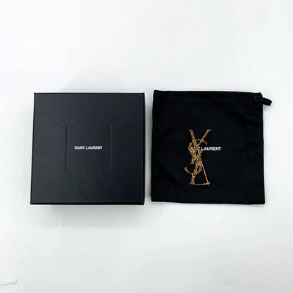 Saint Laurent Gold Crocodile Logo Brooch
