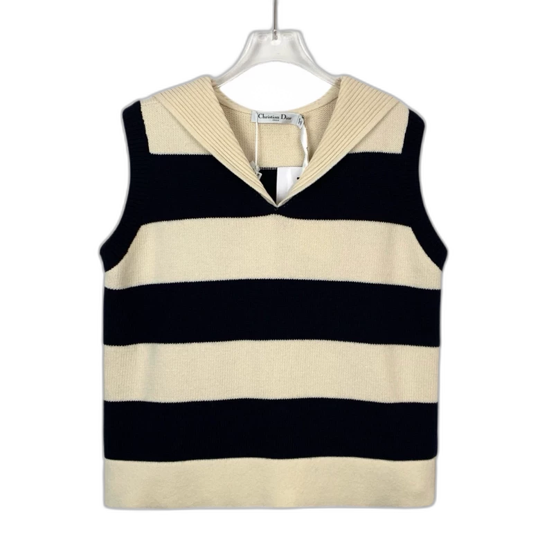 Christian Dior Striped Wool Knit Vest