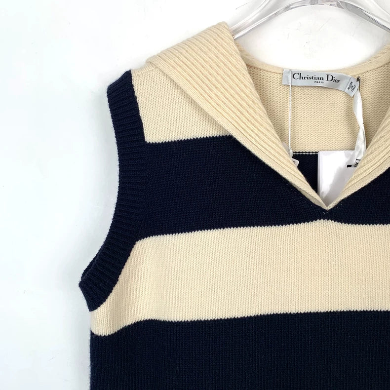 Christian Dior Striped Wool Knit Vest
