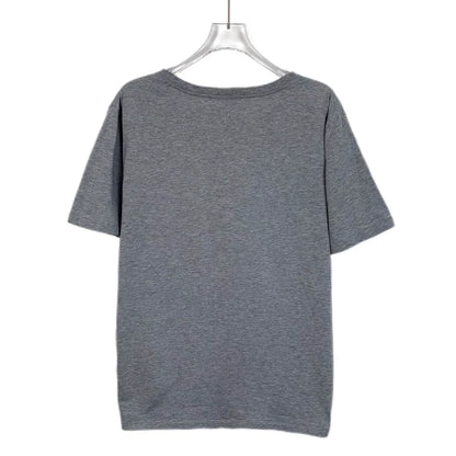 Celine Gray Logo Cotton Short Sleeve T-Shirt