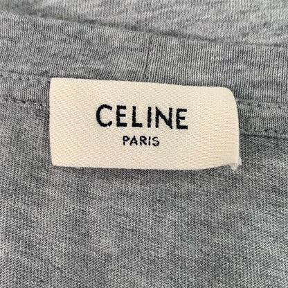 Celine Gray Logo Cotton Short Sleeve T-Shirt