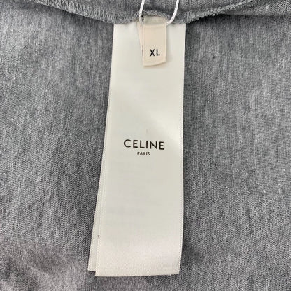 Celine Gray Logo Cotton Short Sleeve T-Shirt