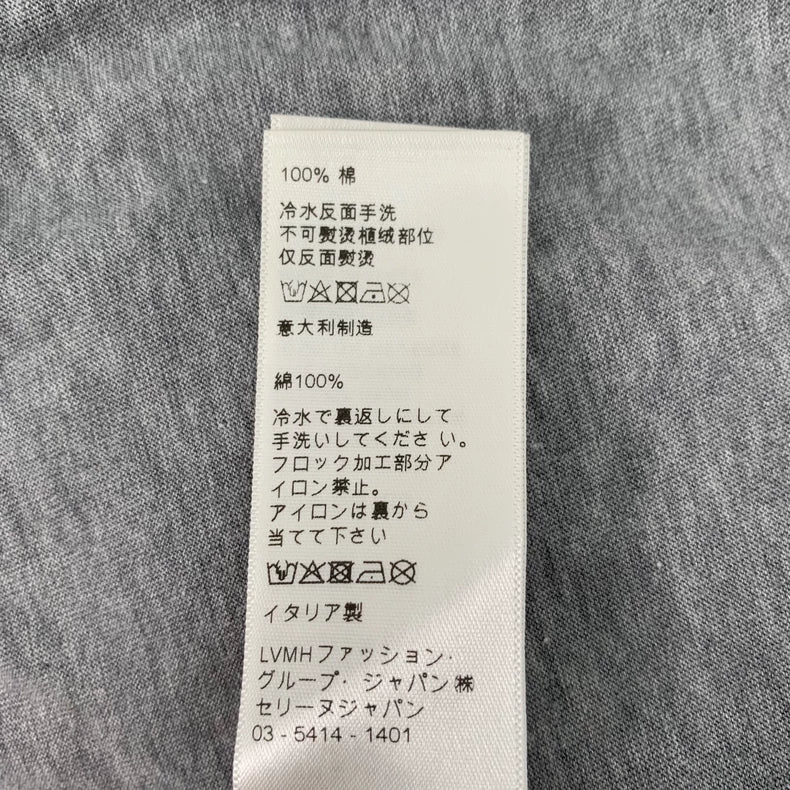 Celine Gray Logo Cotton Short Sleeve T-Shirt