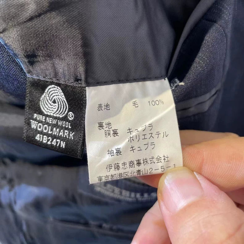 Vintage Blue Striped Wool Suit Jacket