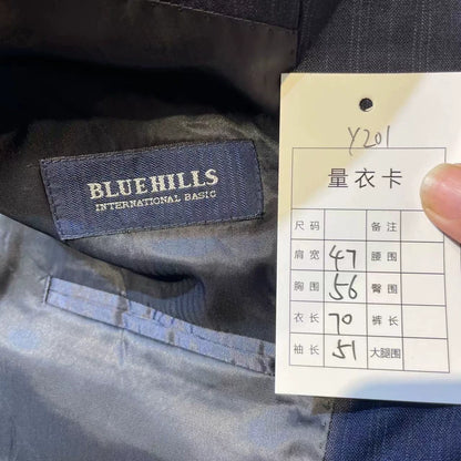 Vintage Blue Striped Wool Suit Jacket