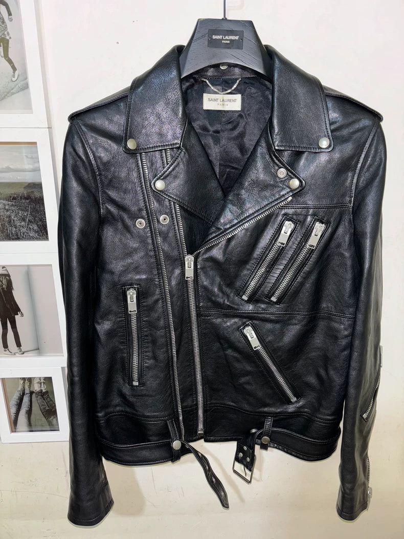Saint Laurent Lambskin Multi-Zip Leather Jacket