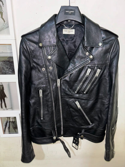 Saint Laurent Lambskin Multi-Zip Leather Jacket
