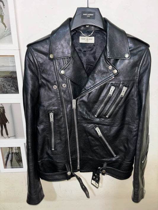 Saint Laurent Lambskin Multi-Zip Leather Jacket