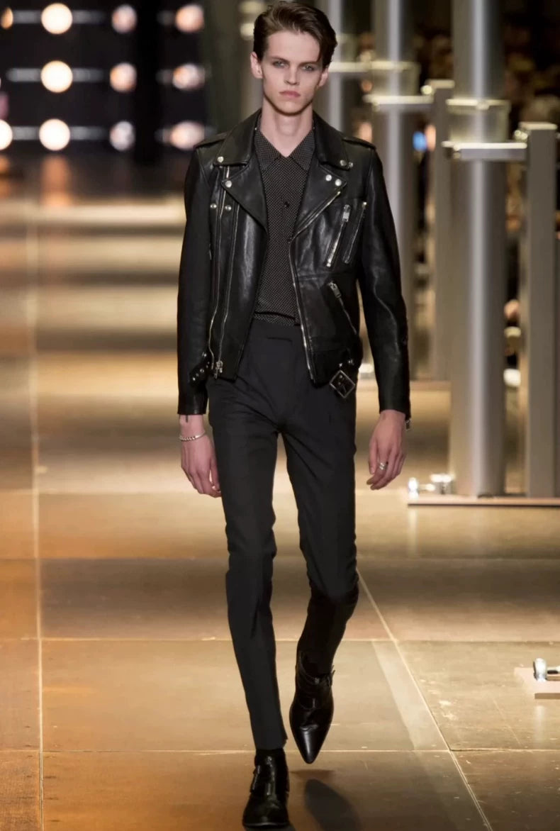 Saint Laurent Lambskin Multi-Zip Leather Jacket