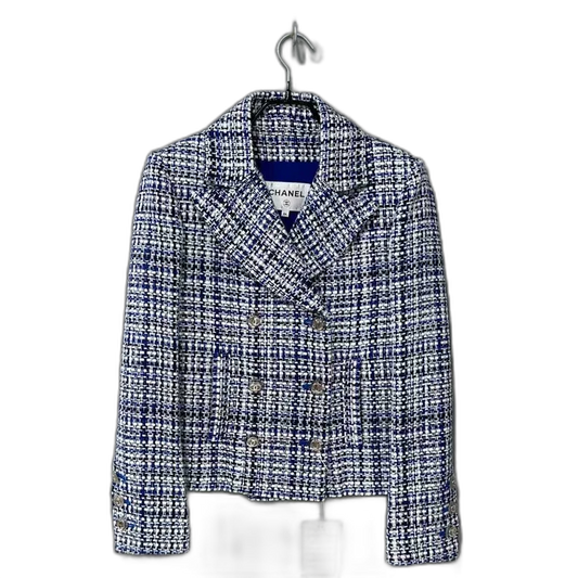 Blue and White Double-Breasted Chanel Jacket