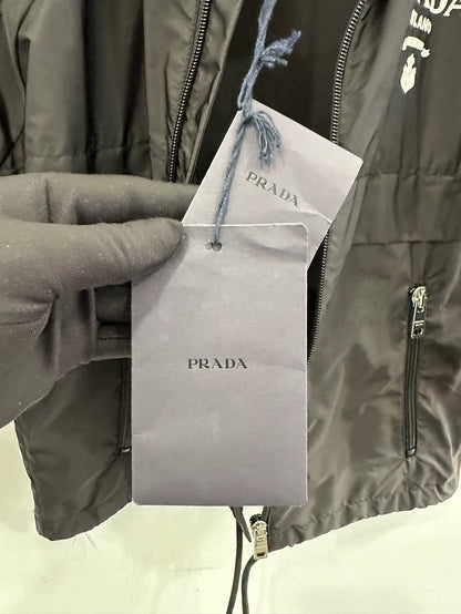 Prada Black Logo Hooded Jacket for Women