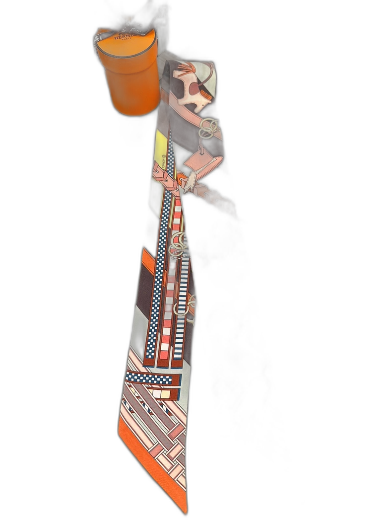 Hermes Colorful Twilly Silk Scarf 5cm x 86cm