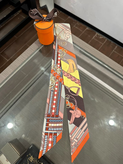 Hermes Colorful Twilly Silk Scarf 5cm x 86cm