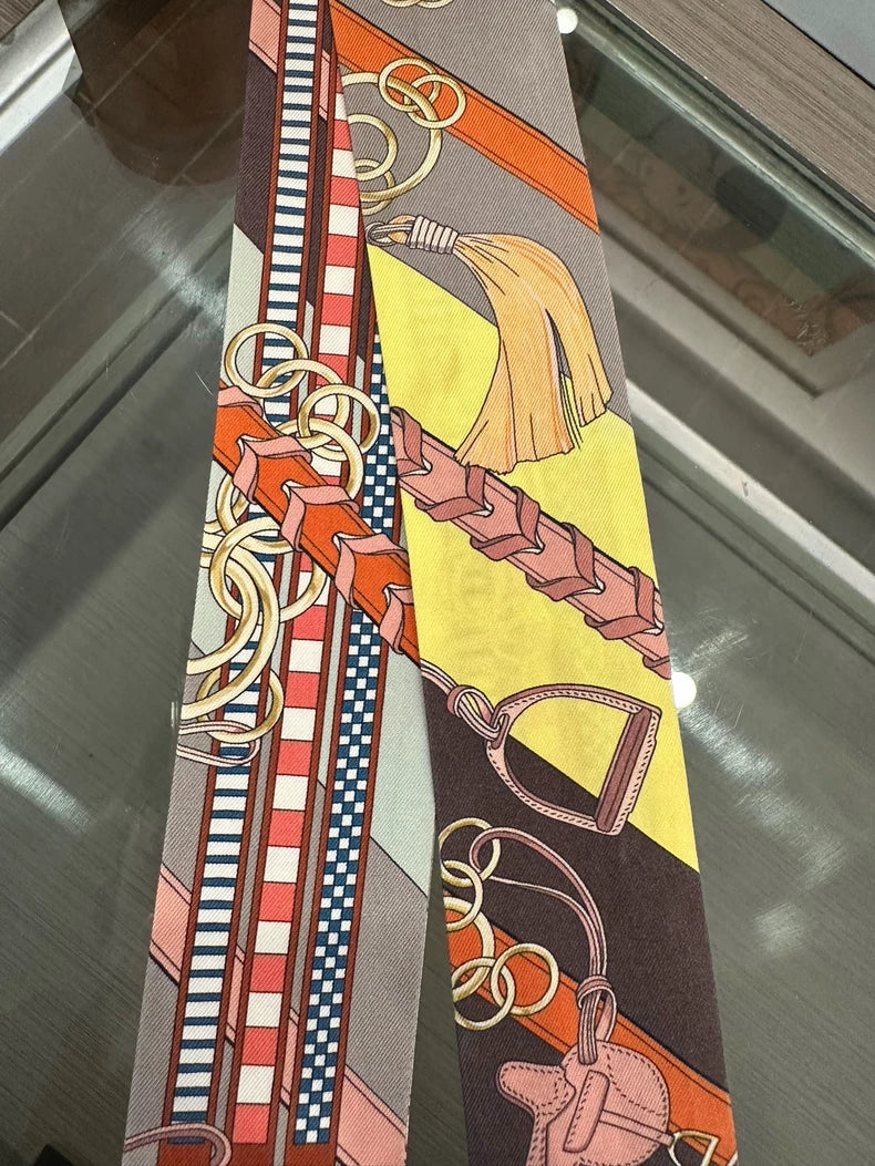 Hermes Colorful Twilly Silk Scarf 5cm x 86cm