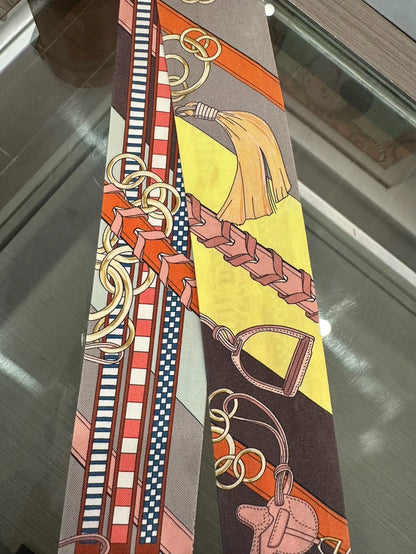 Hermes Colorful Twilly Silk Scarf 5cm x 86cm