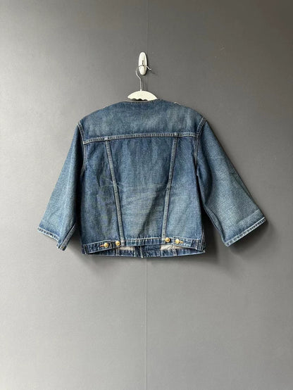 Celine Short Denim Jacket with Gold Buttons