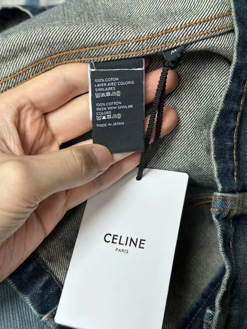 Celine Short Denim Jacket with Gold Buttons