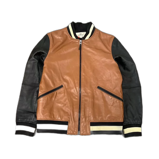 Coach Leather Colorblock Baseball Jacket