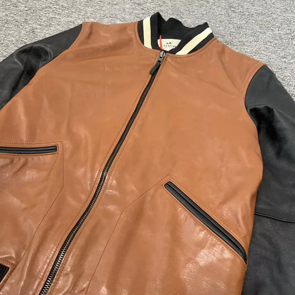 Coach Leather Colorblock Baseball Jacket