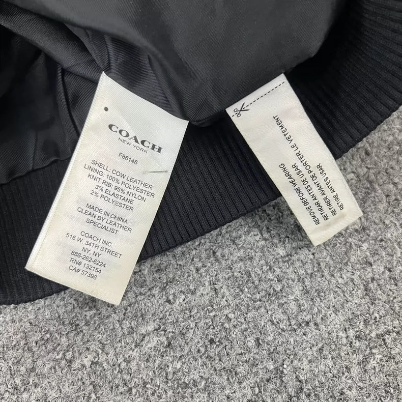 Coach Leather Colorblock Baseball Jacket