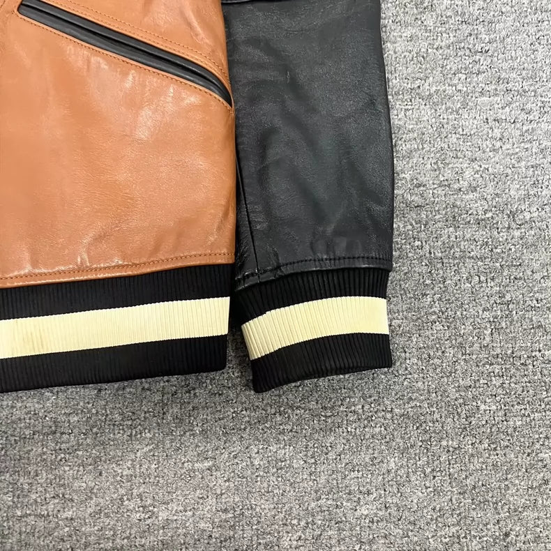 Coach Leather Colorblock Baseball Jacket
