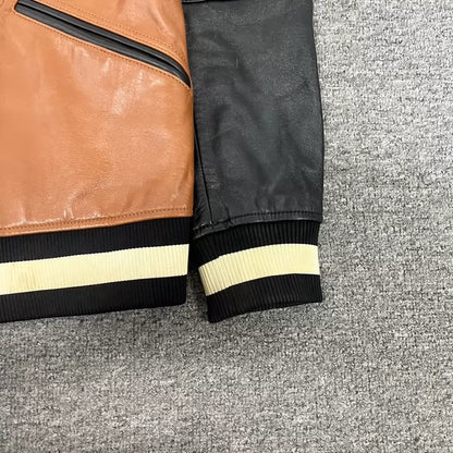 Coach Leather Colorblock Baseball Jacket
