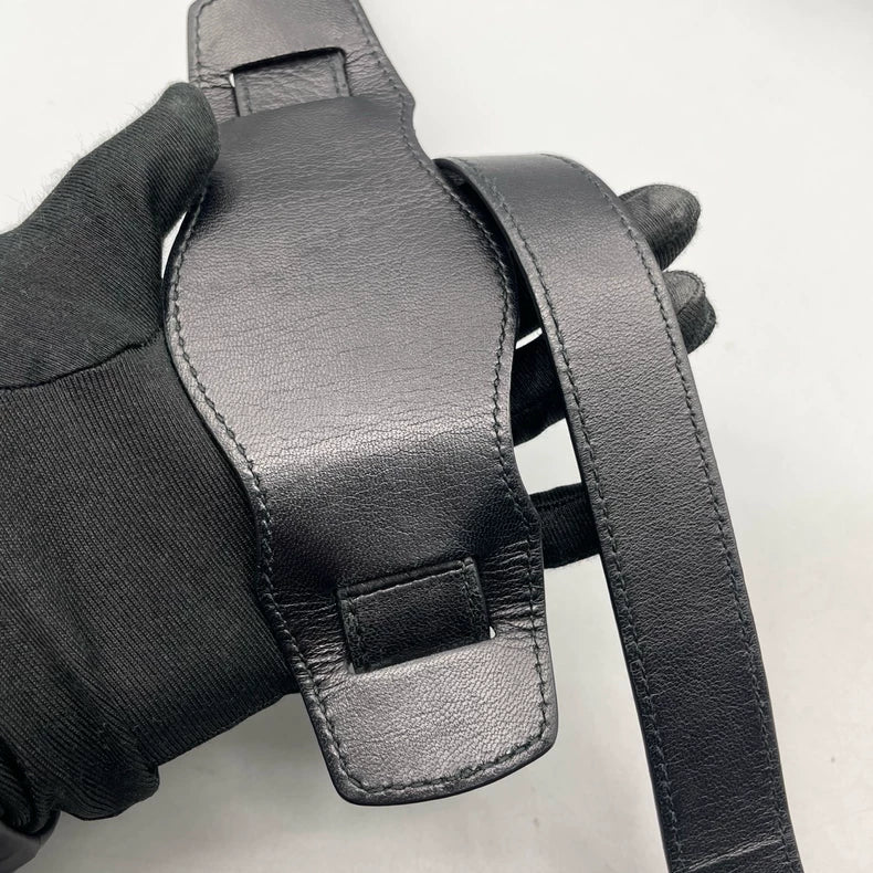 Balenciaga Black Leather Handbag with Gold Accents