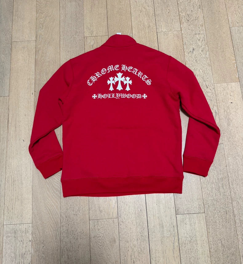 Chrome Hearts Red Half-Zip Sweatshirt